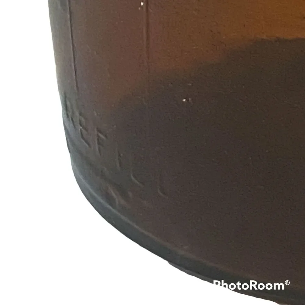 Amber Glass Bottle 1970s 4 inch Crock Barware Mancave Home Office Desk Shelf